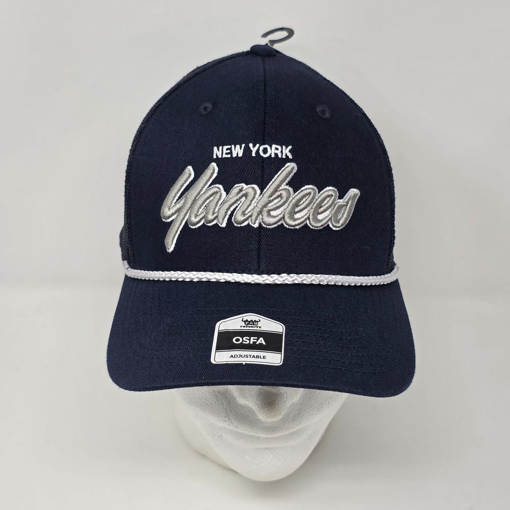New York Yankees MLB Fan Favorite Rope Trucker Snapback Hat Cap Navy/Gray OSFA